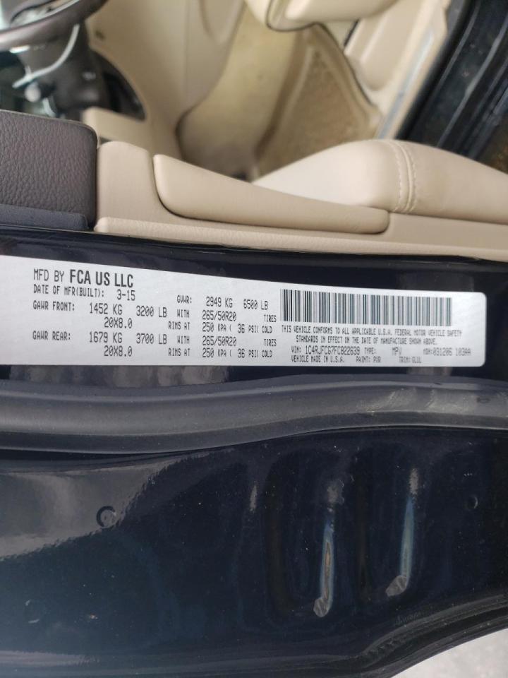 Photo 10 from auction – 2015 JEEP GRAND CHER with VIN 1C4RJFCG7FC822639