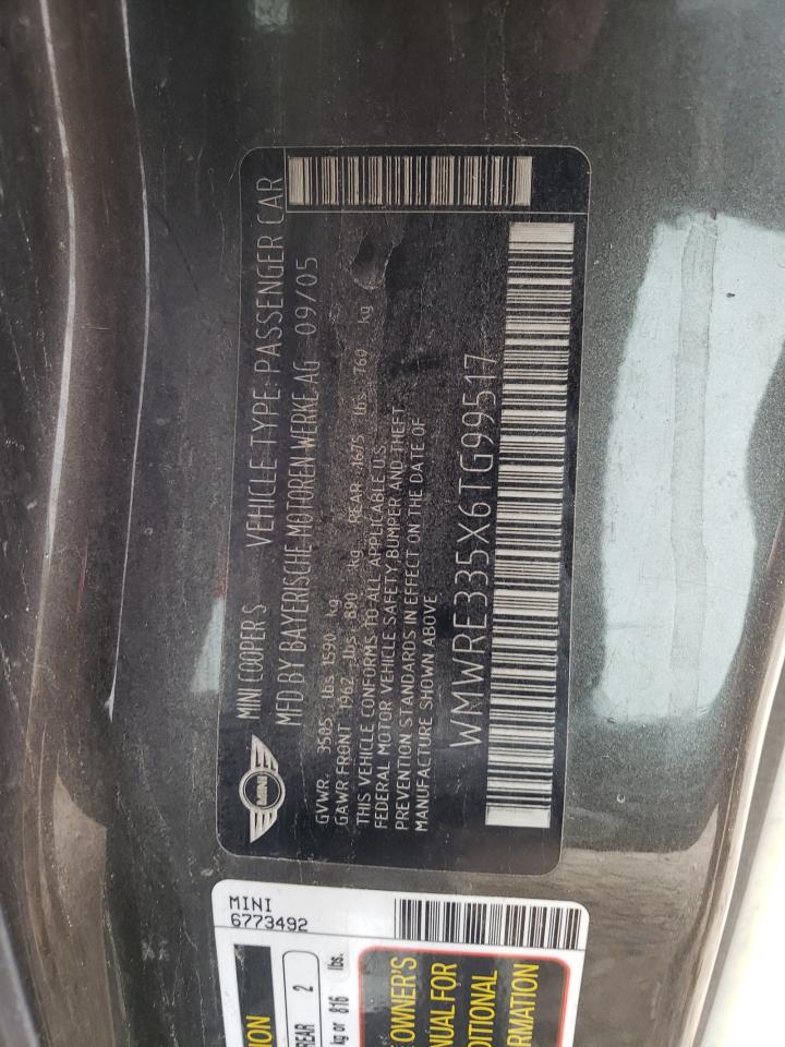 Photo 10 from auction – 2006 MINI COOPER S with VIN WMWRE335X6TG99517