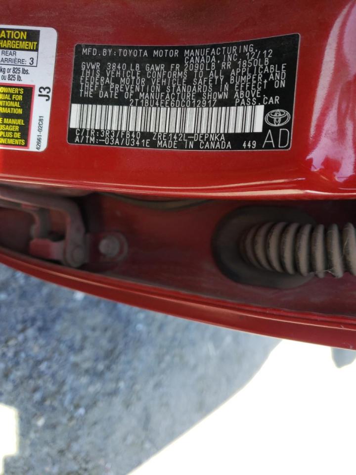 Photo 10 from auction – 2013 TOYOTA COROLLA BA with VIN 2T1BU4EE6DC012917