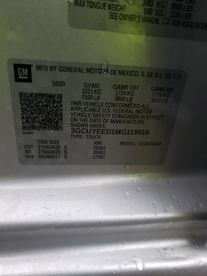 Photo 10 from auction – 2021 CHEVROLET SILVERADO with VIN 3GCUYEED1MG119616