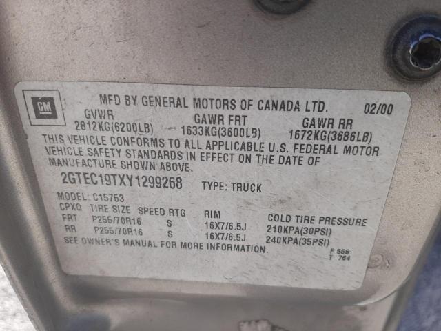 Photo 10 from auction – 2000 GMC NEW SIERRA with VIN 2GTEC19TXY1299268