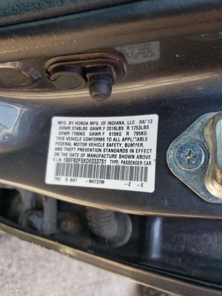 Photo 10 from auction – 2013 HONDA CIVIC LX with VIN 19XFB2F5XDE033751