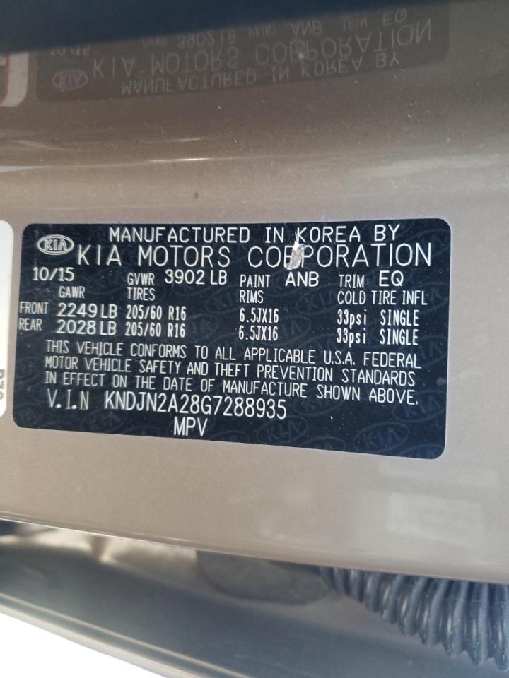 Photo 10 from auction – 2016 KIA SOUL with VIN KNDJN2A28G7288935