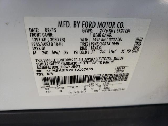 Photo 10 from auction – 2015 FORD EXPLORER X with VIN 1FM5K8D81FGC07636