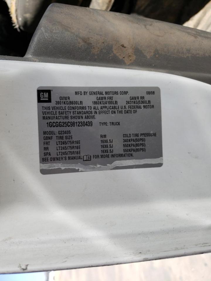 Photo 10 from auction – 2008 CHEVROLET EXPRESS G2 with VIN 1GCGG25C981230439