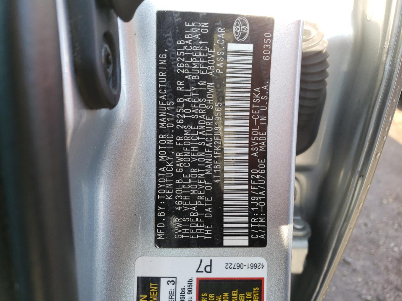 Photo 10 from auction – 2015 TOYOTA CAMRY LE with VIN 4T1BF1FK2FU919565