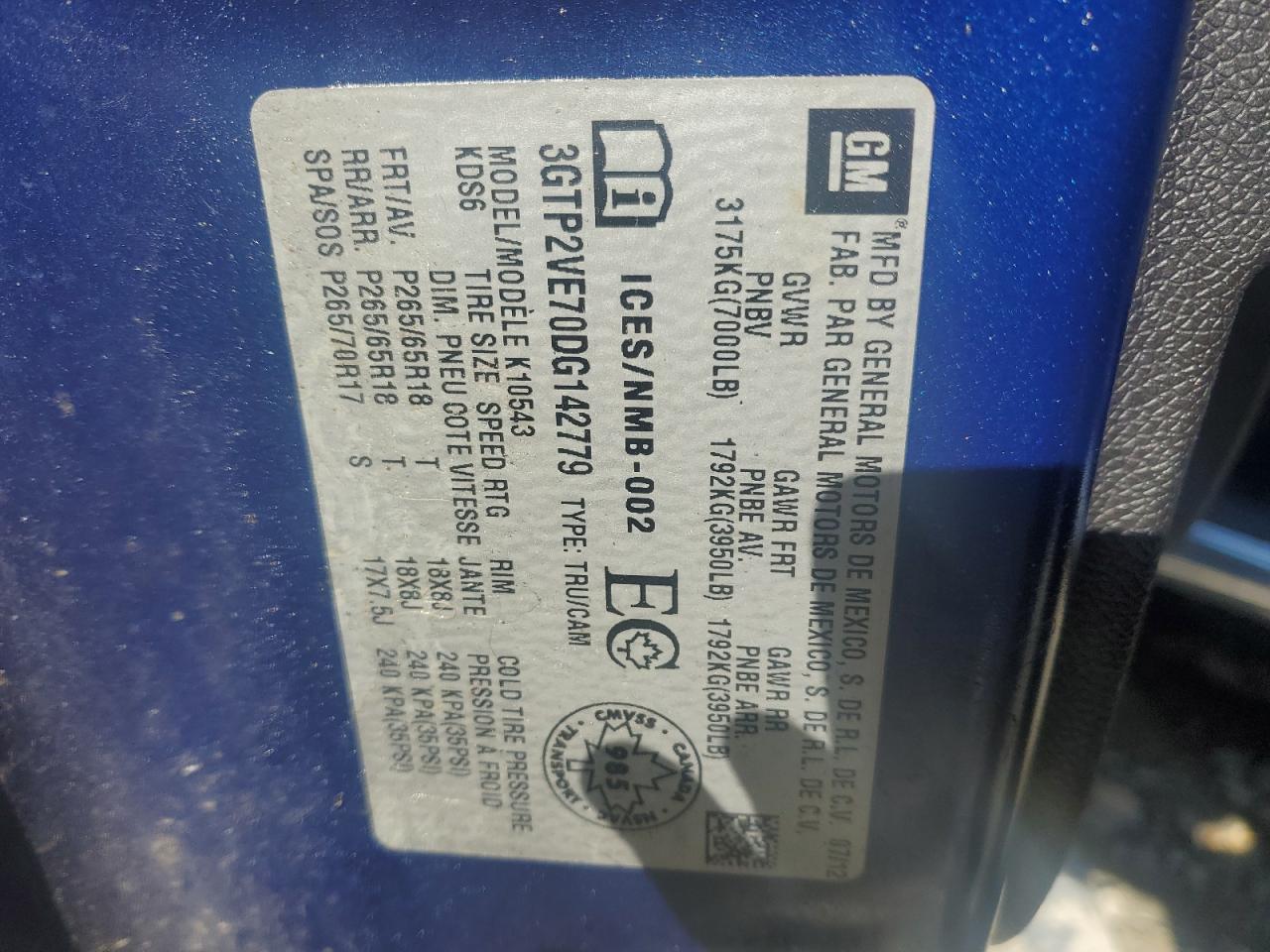 Photo 10 from auction – 2013 GMC SIERRA K15 with VIN 3GTP2VE70DG142779