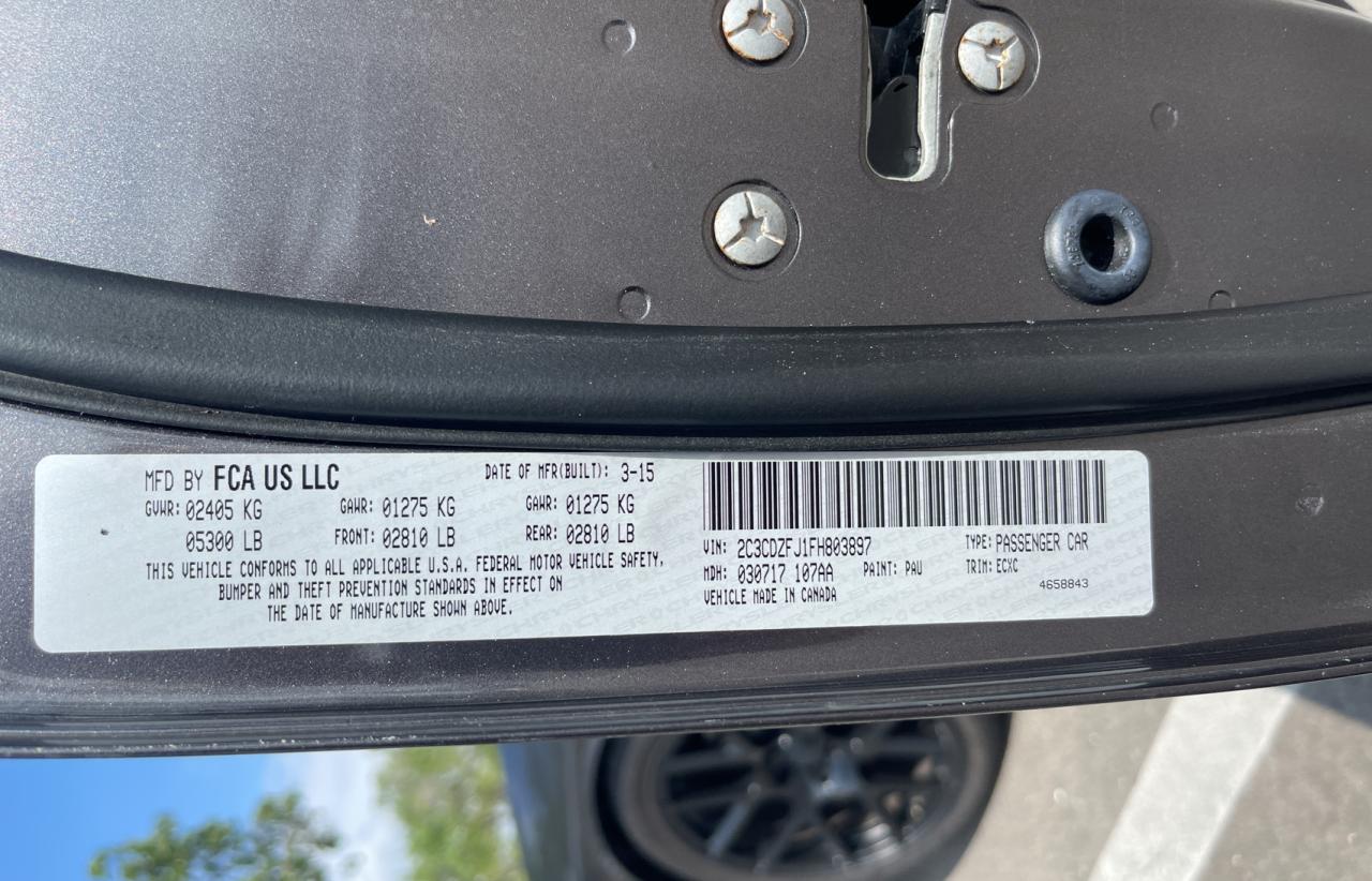 Photo 10 from auction – 2015 DODGE CHALLENGER with VIN 2C3CDZFJ1FH803897