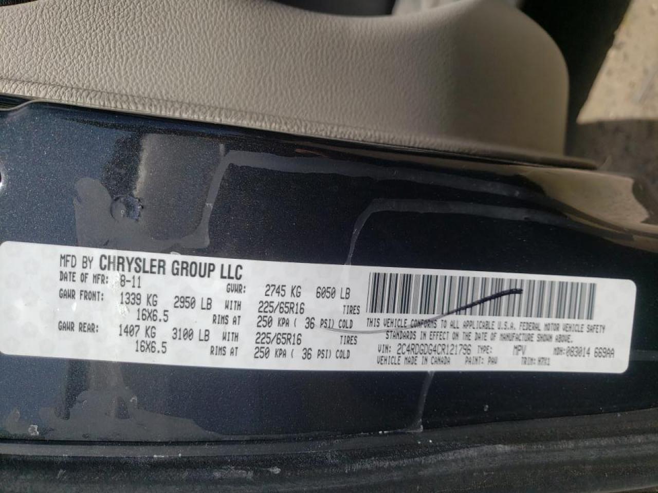 Photo 10 from auction – 2012 DODGE GRAND CARA with VIN 2C4RDGDG4CR121796