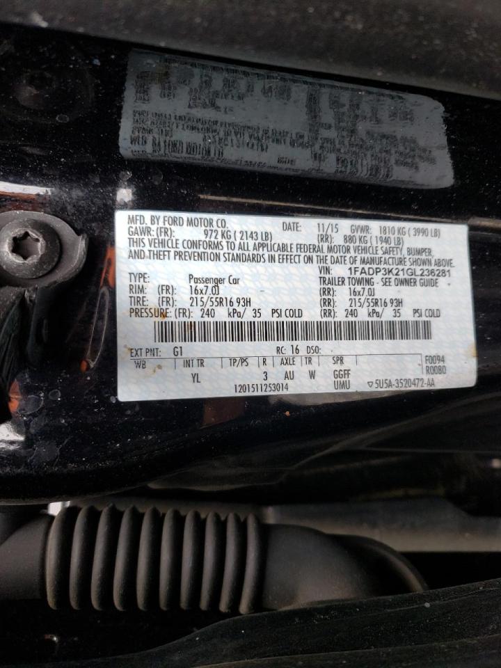 Photo 10 from auction – 2016 FORD FOCUS SE with VIN 1FADP3K21GL236281