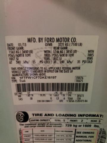 Photo 10 from auction – 2013 FORD F150 SUPER with VIN 1FTFW1CF7DKE16197