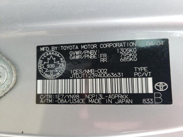 Photo 10 from auction – 2004 TOYOTA ECHO with VIN JTDJT123940063631