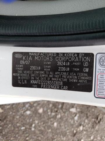 Photo 10 from auction – 2008 KIA SPECTRA EX with VIN KNAFE122285513018