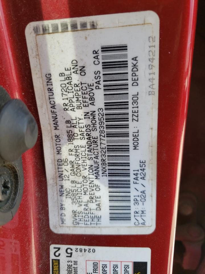 Photo 10 from auction – 2007 TOYOTA COROLLA with VIN 1NXBR32E77Z839523