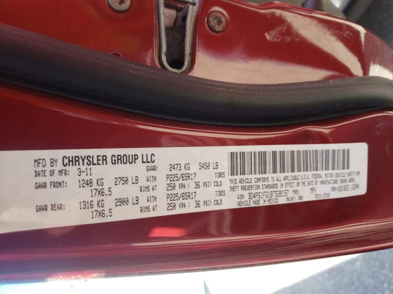 Photo 10 from auction – 2011 DODGE JOURNEY MA with VIN 3D4PG1FG1BT539157