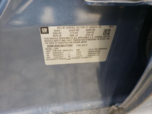 Photo 10 from auction – 2011 CHEVROLET EQUINOX LT with VIN 2CNFLEEC5B6477949