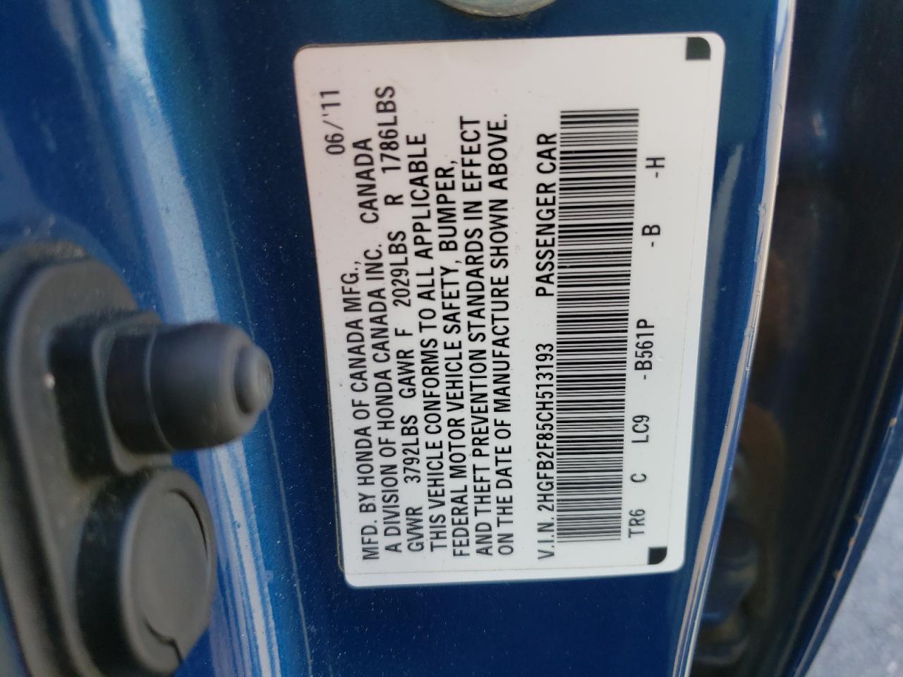 Photo 10 from auction – 2012 HONDA CIVIC EX with VIN 2HGFB2F85CH513193