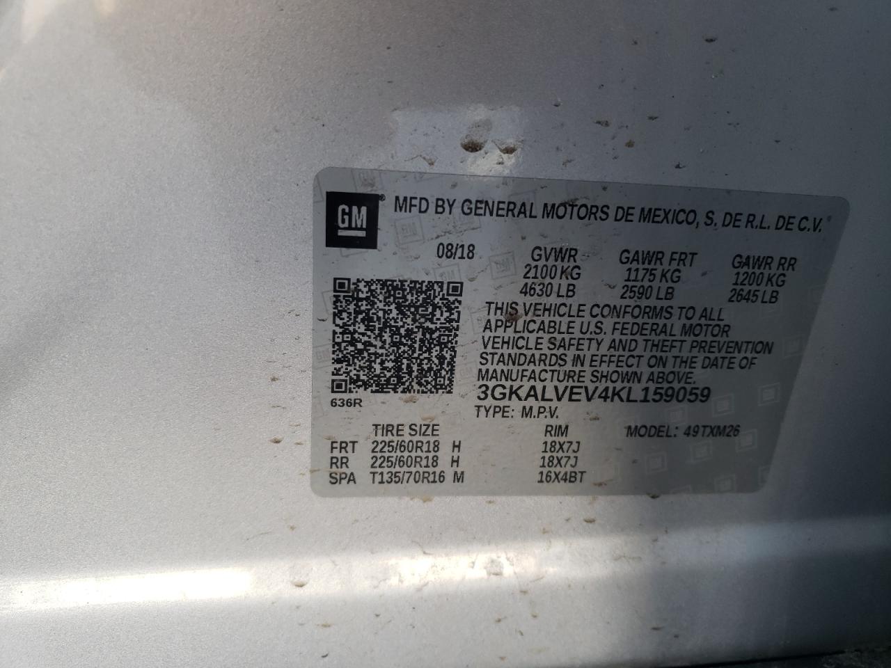 Photo 10 from auction – 2019 GMC TERRAIN SL with VIN 3GKALVEV4KL159059