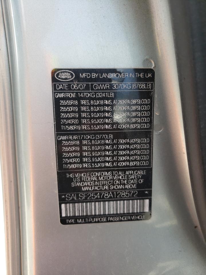 Photo 10 from auction – 2008 LAND ROVER RANGE ROVE with VIN SALSF25478A128572