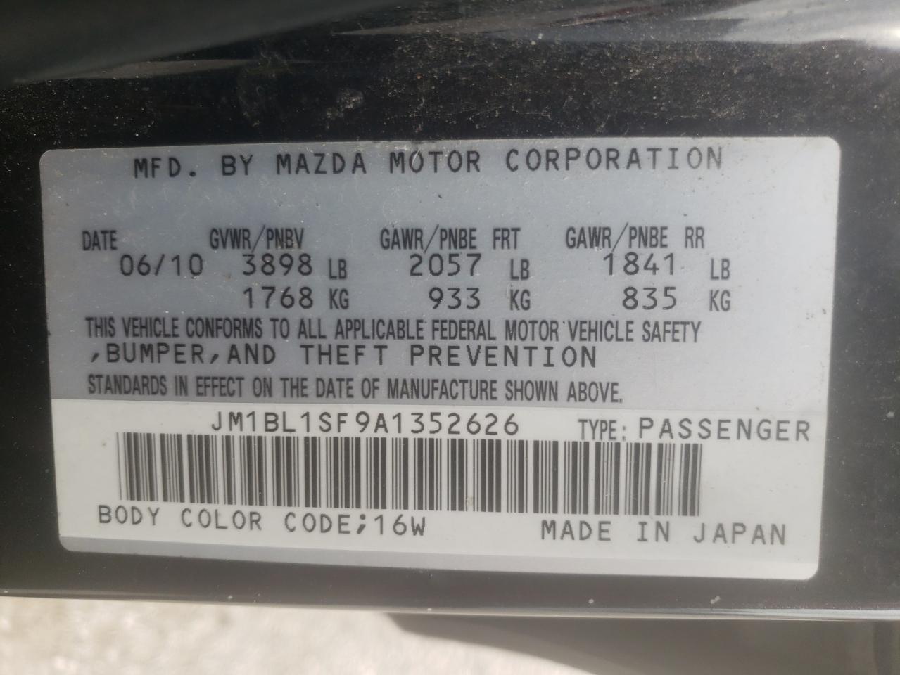 Photo 10 from auction – 2010 MAZDA 3 I with VIN JM1BL1SF9A1352626