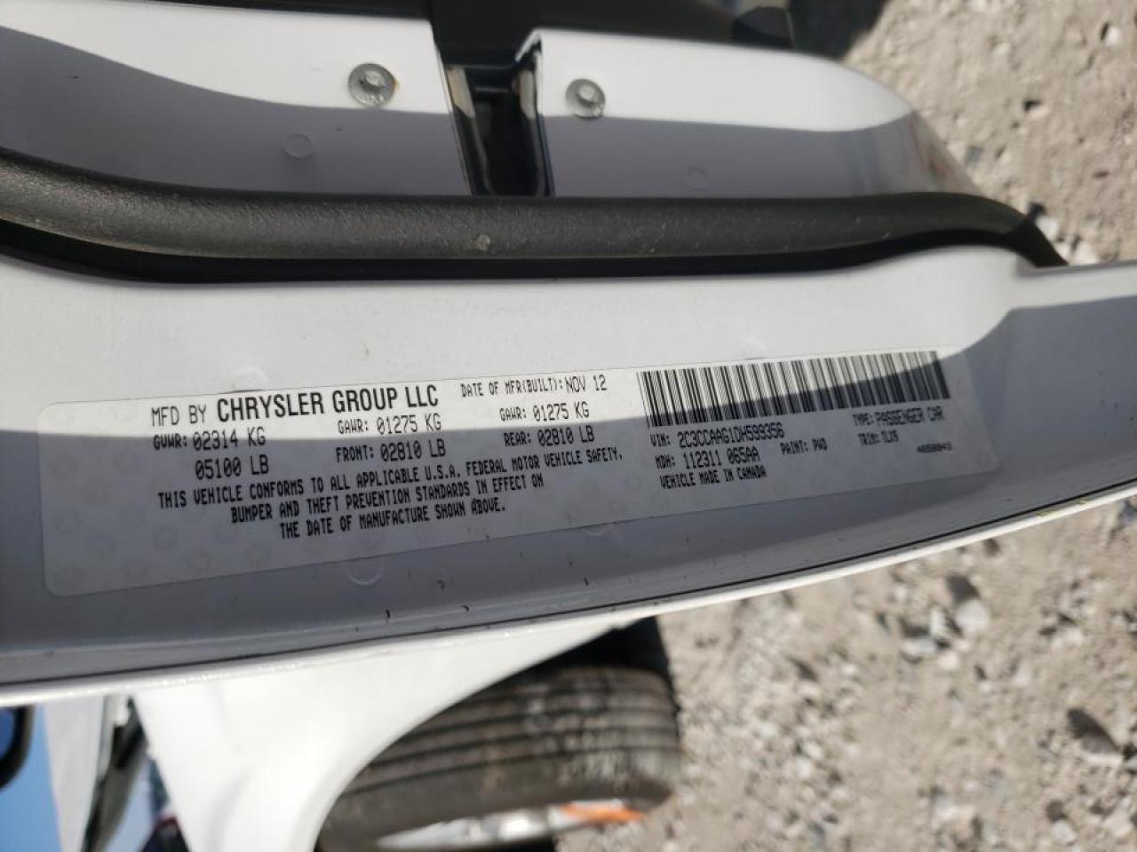 Photo 10 from auction – 2013 CHRYSLER 300 with VIN 2C3CCAAG1DH599356