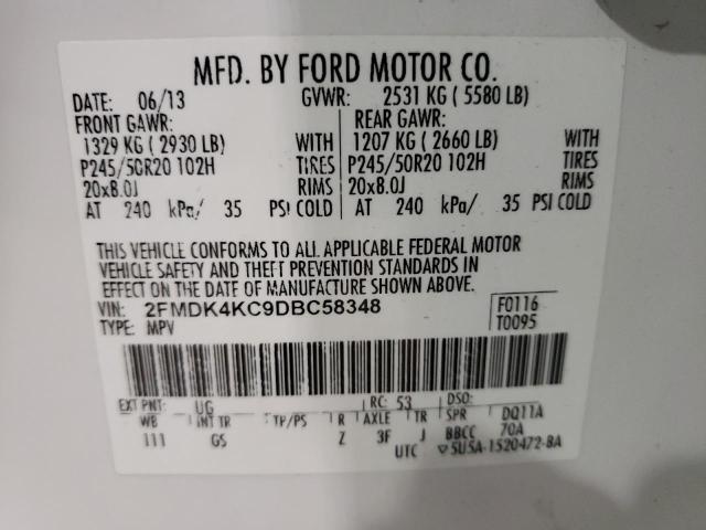 Photo 10 from auction – 2013 FORD EDGE LIMIT with VIN 2FMDK4KC9DBC58348