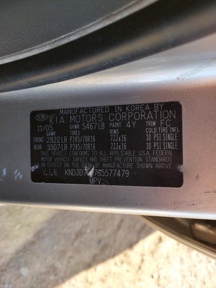 Photo 10 from auction – 2006 KIA SORENTO EX with VIN KNDJD733765577479