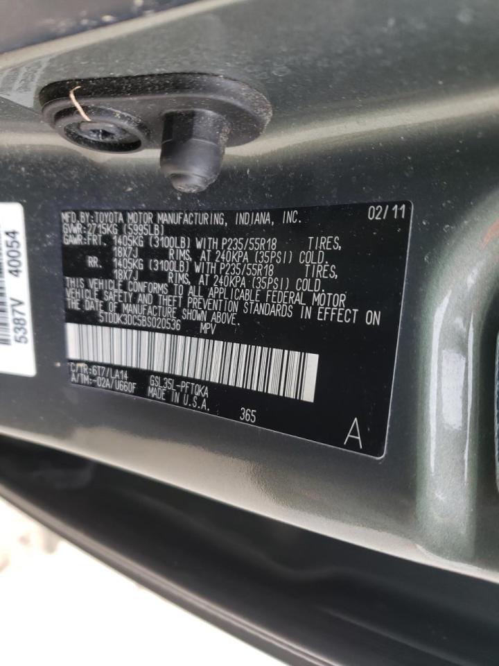 Photo 10 from auction – 2011 TOYOTA SIENNA XLE with VIN 5TDDK3DC5BS020536