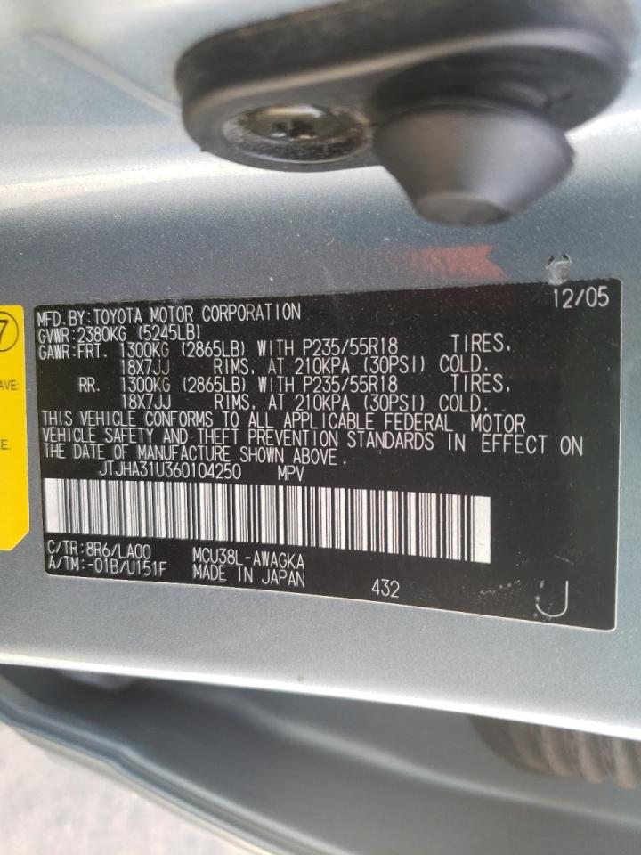 Photo 10 from auction – 2006 LEXUS RX 330 with VIN JTJHA31U360104250