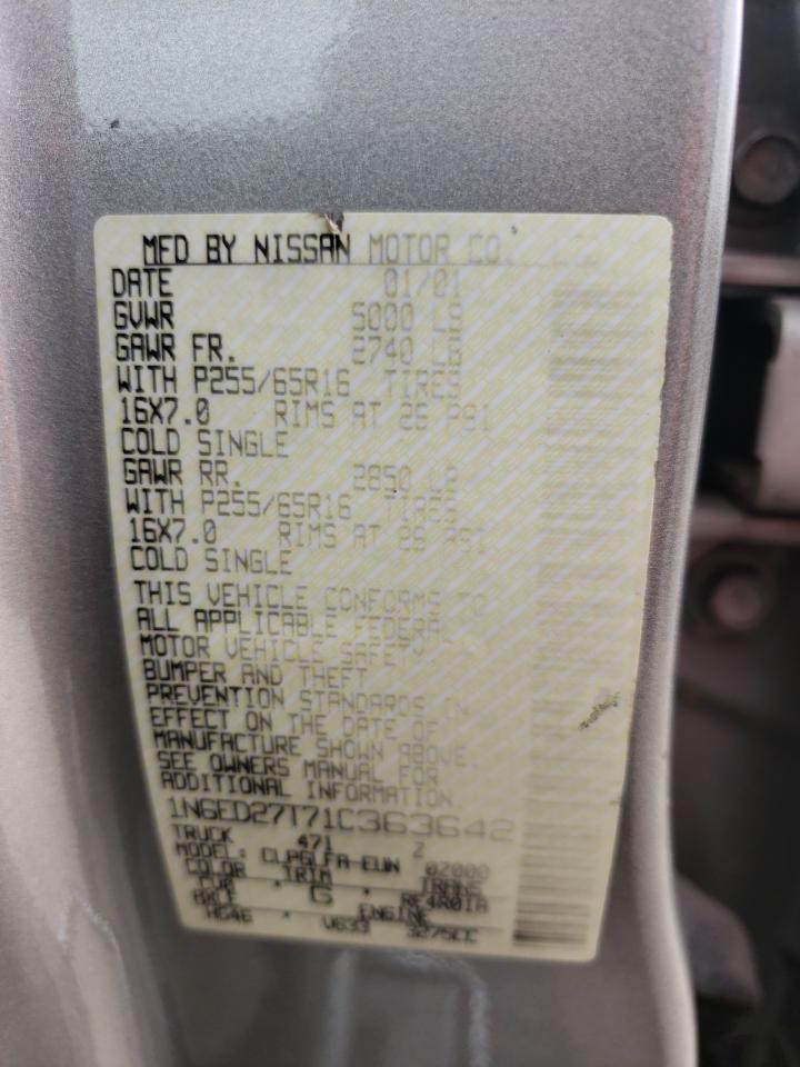 Photo 10 from auction – 2001 NISSAN FRONTIER C with VIN 1N6ED27T71C363642