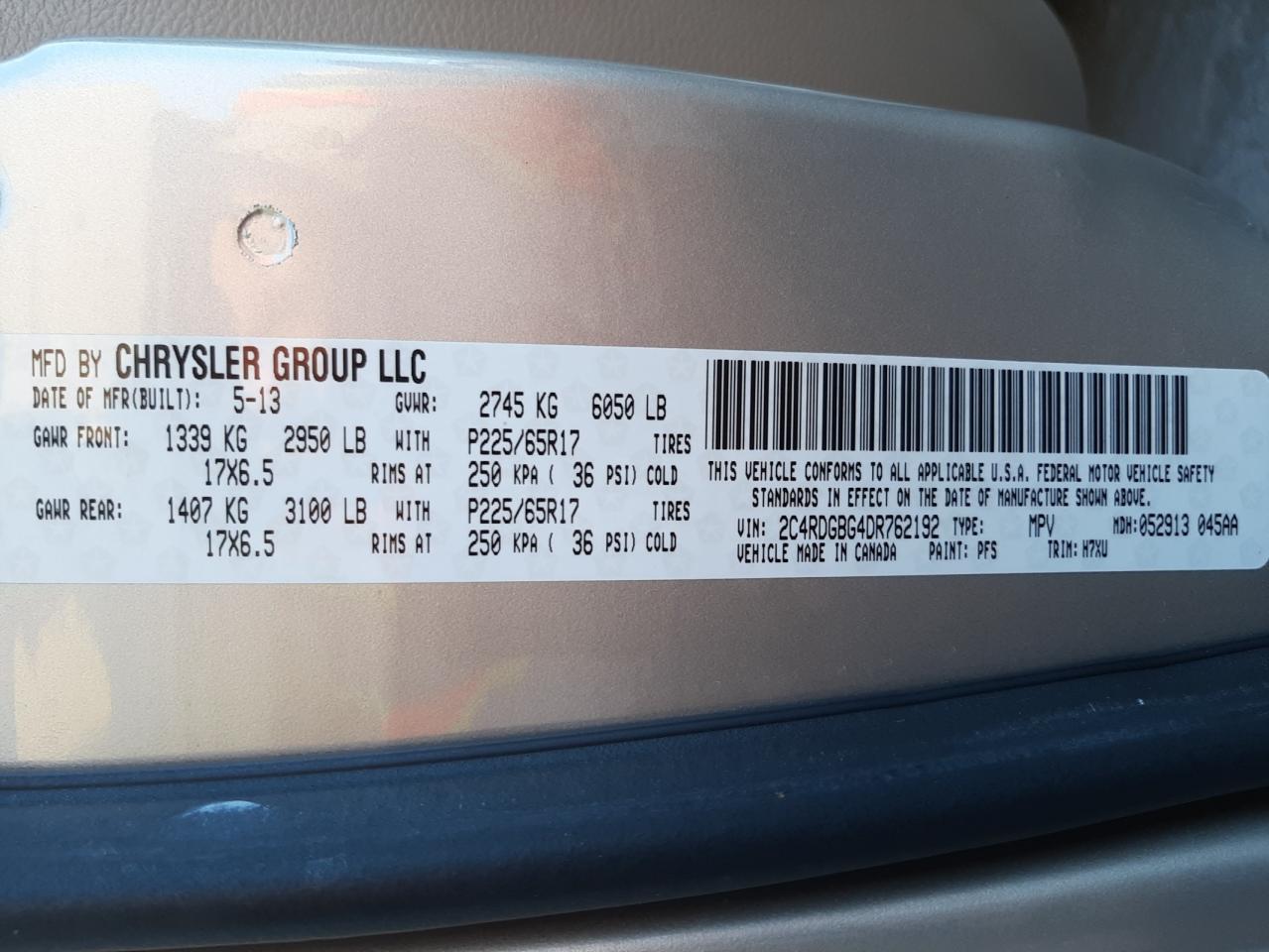 Photo 10 from auction – 2013 DODGE GRAND CARA with VIN 2C4RDGBG4DR762192