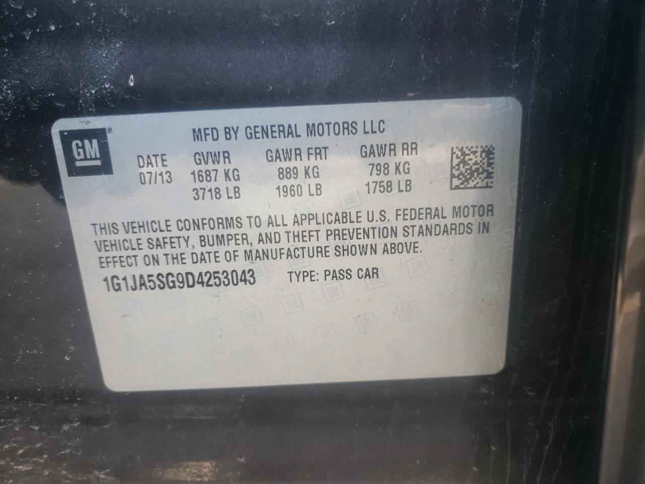 Photo 10 from auction – 2013 CHEVROLET SONIC LS with VIN 1G1JA5SG9D4253043