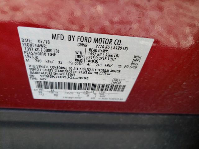 Photo 10 from auction – 2018 FORD EXPLORER X with VIN 1FM5K7D83JGC28295