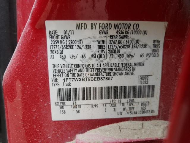 Photo 10 from auction – 2011 FORD F250 SUPER with VIN 1FT7W2BT9BEB87857