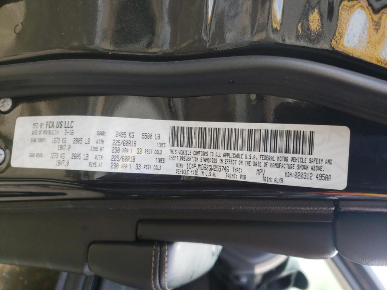 Photo 10 from auction – 2016 JEEP CHEROKEE L with VIN 1C4PJMDB2GW253746