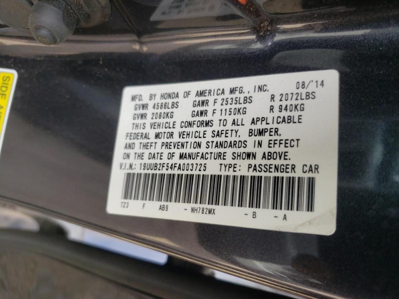 Photo 10 from auction – 2015 ACURA TLX TECH with VIN 19UUB2F54FA003725