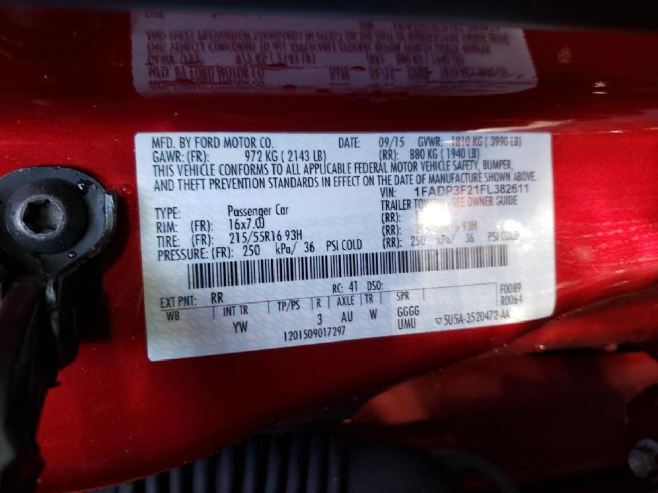 Photo 10 from auction – 2015 FORD FOCUS SE with VIN 1FADP3F21FL382611
