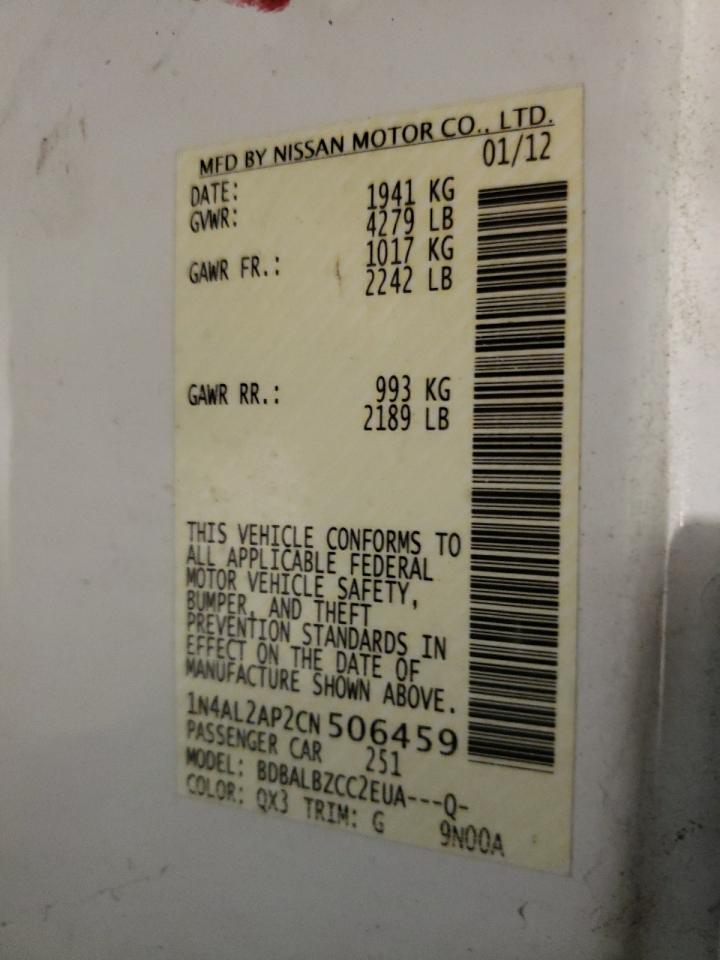 صورة رقم 10 من المزاد - 2012 NISSAN ALTIMA BAS مع VIN 1N4AL2AP2CN506459