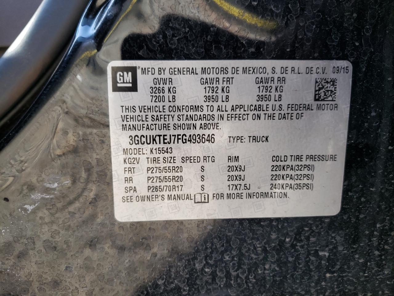 Photo 10 from auction – 2015 CHEVROLET SILVERADO with VIN 3GCUKTEJ7FG493646