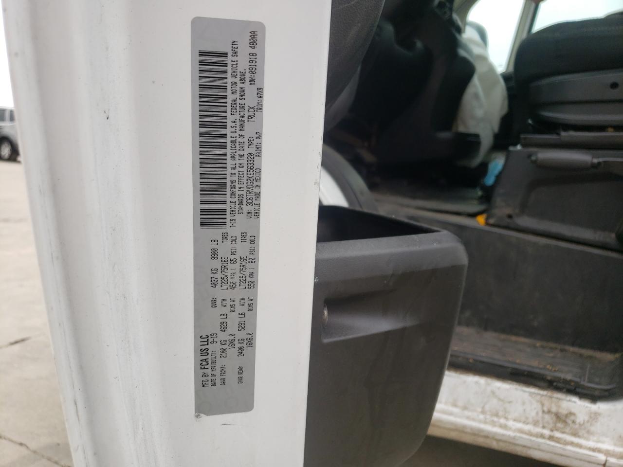Photo 10 from auction – 2019 RAM PROMASTER with VIN 3C6TRVDG2KE563320