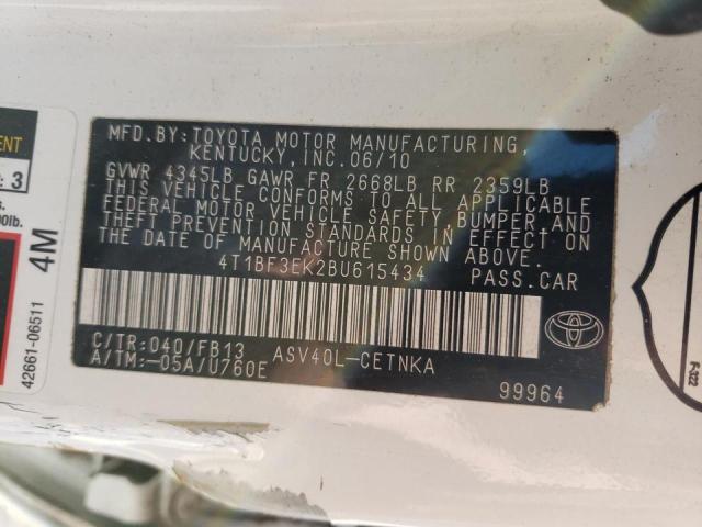 Photo 10 from auction – 2011 TOYOTA CAMRY with VIN 4T1BF3EK2BU615434