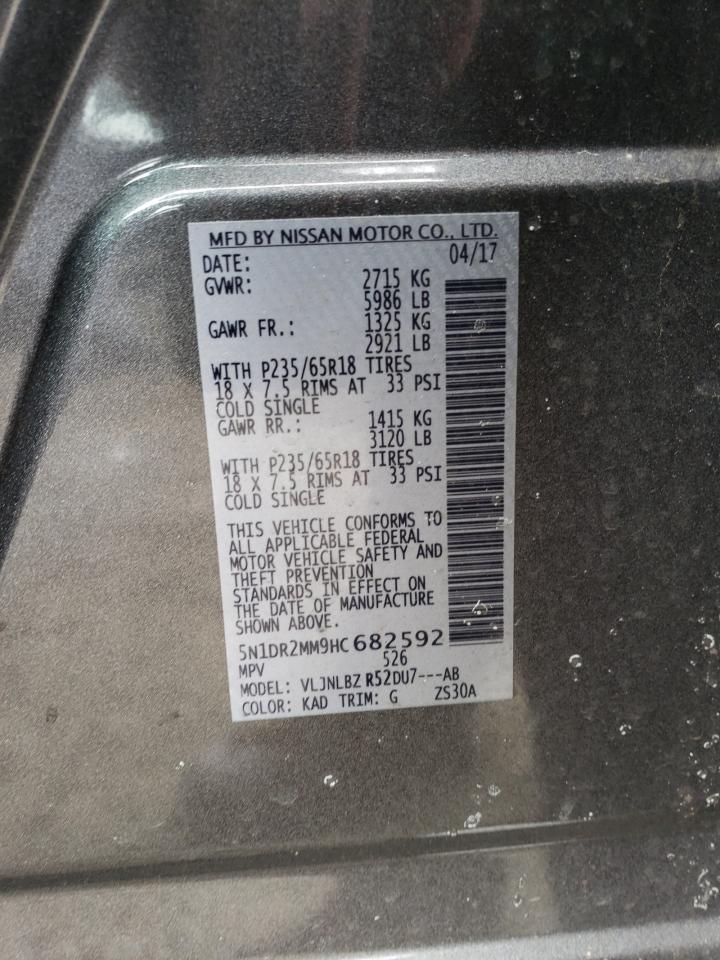 Photo 10 from auction – 2017 NISSAN PATHFINDER with VIN 5N1DR2MM9HC682592