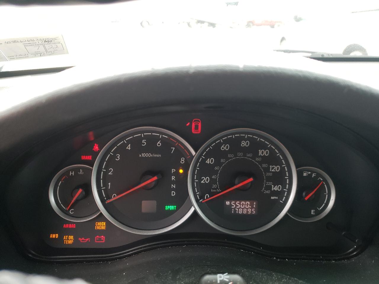 Photo 8 from auction – 2006 SUBARU LEGACY 2.5 with VIN 4S3BL626967220645