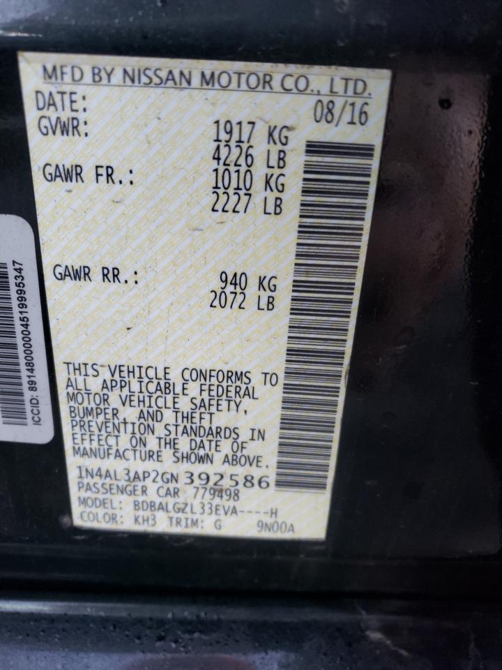Photo 10 from auction – 2016 NISSAN ALTIMA 2.5 with VIN 1N4AL3AP2GN392586