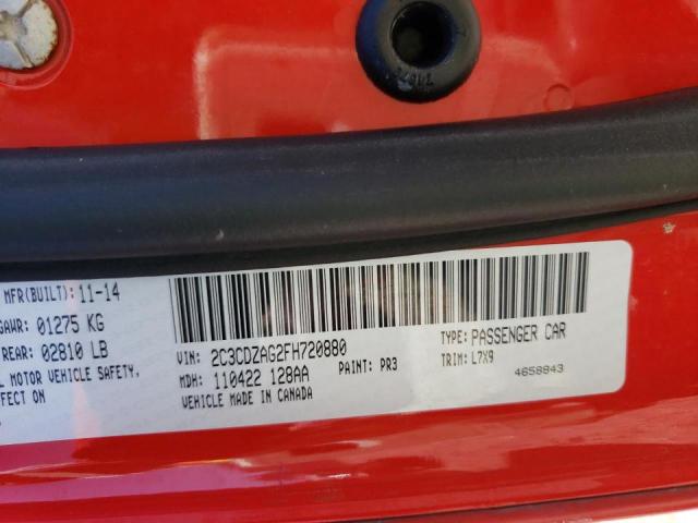 Photo 10 from auction – 2015 DODGE CHALLENGER with VIN 2C3CDZAG2FH720880