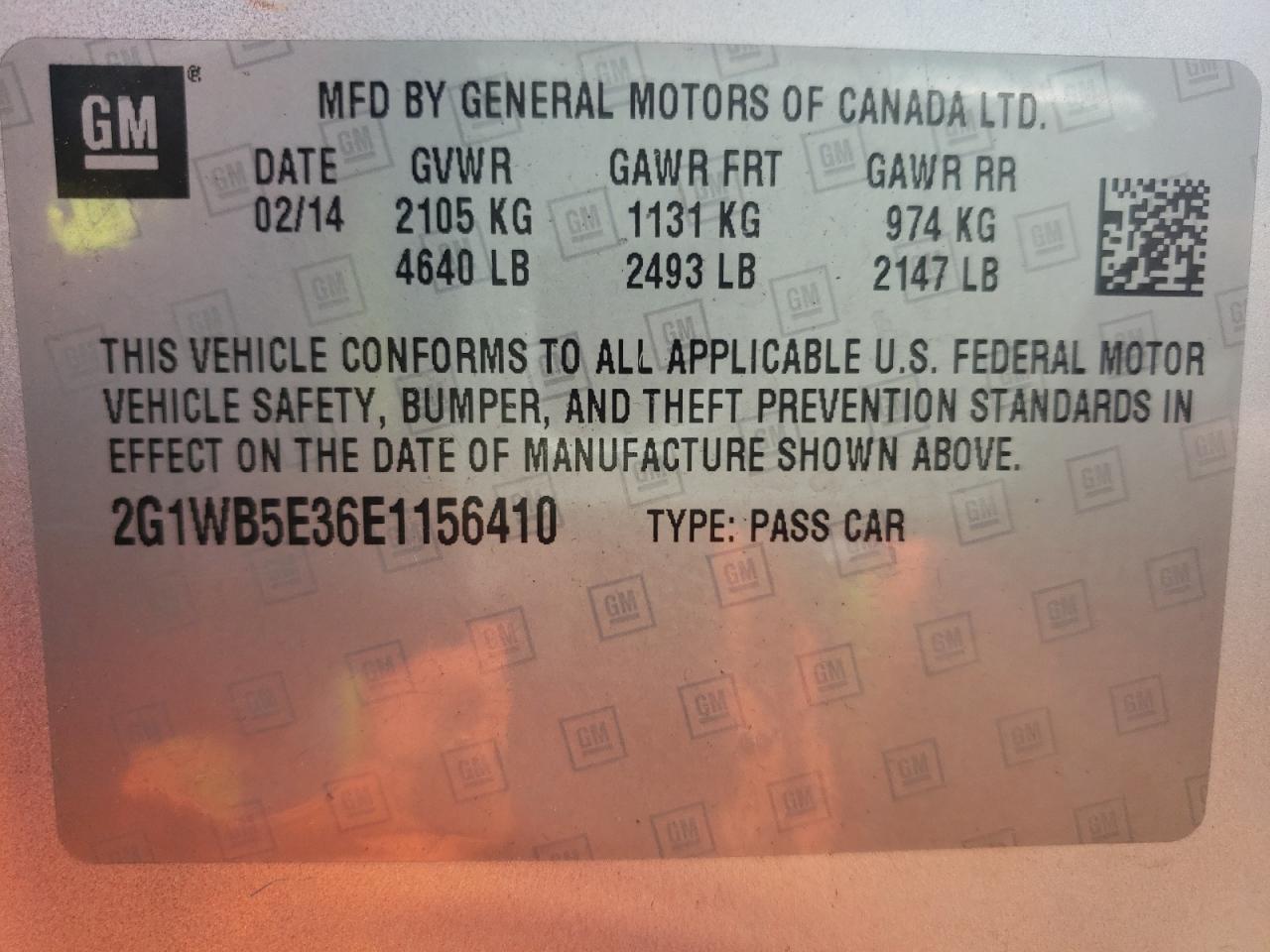 Photo 10 from auction – 2014 CHEVROLET IMPALA LIM with VIN 2G1WB5E36E1156410