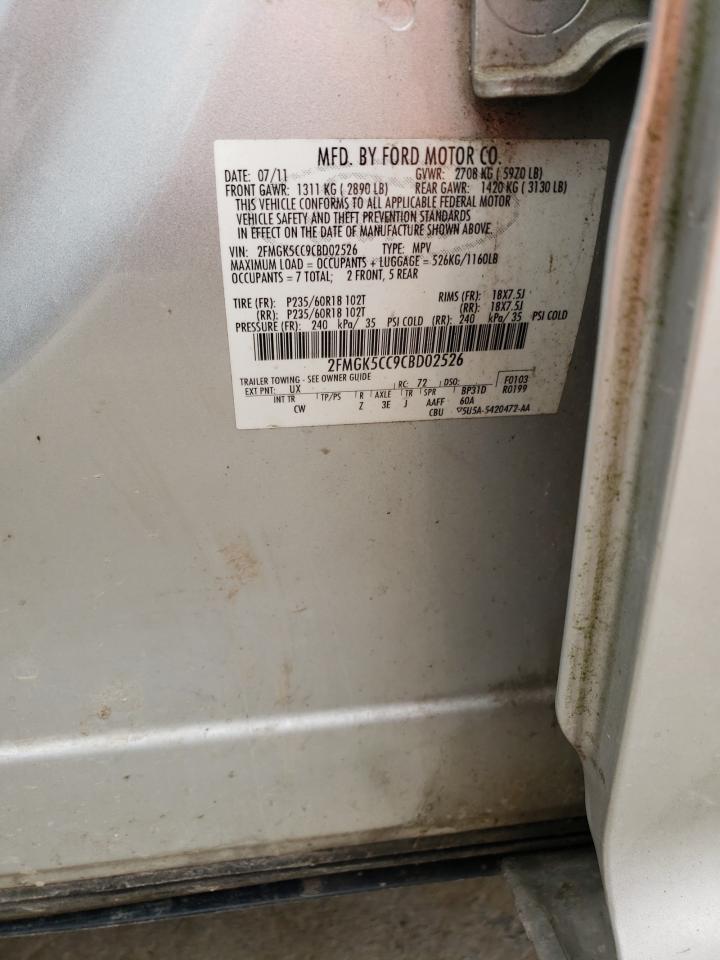 Photo 10 from auction – 2012 FORD FLEX SEL with VIN 2FMGK5CC9CBD02526