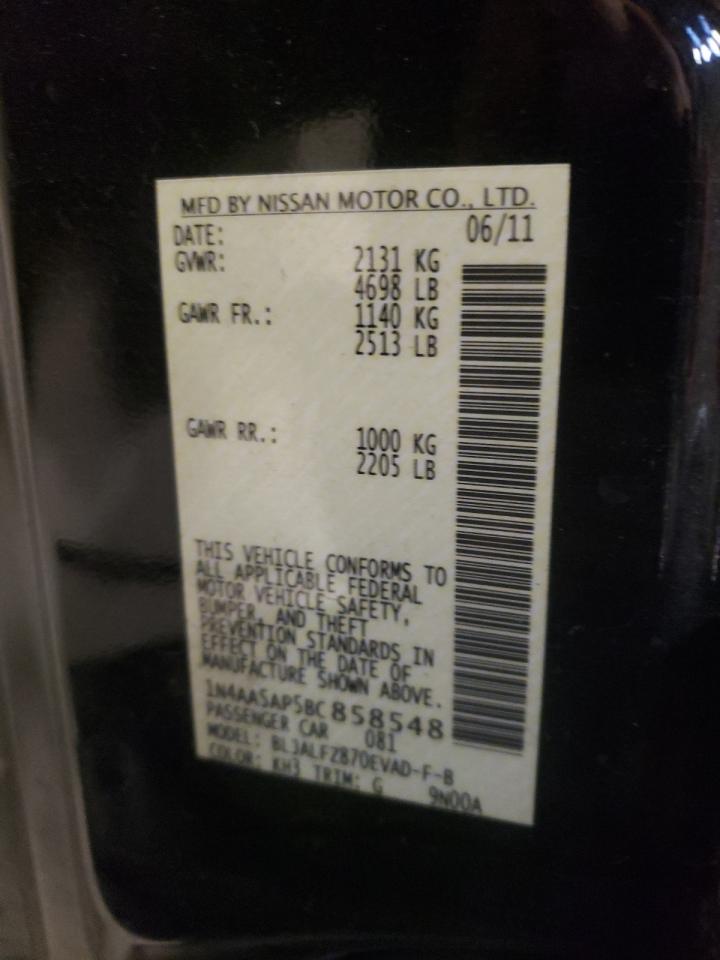 Photo 10 from auction – 2011 NISSAN MAXIMA S with VIN 1N4AA5AP5BC858548