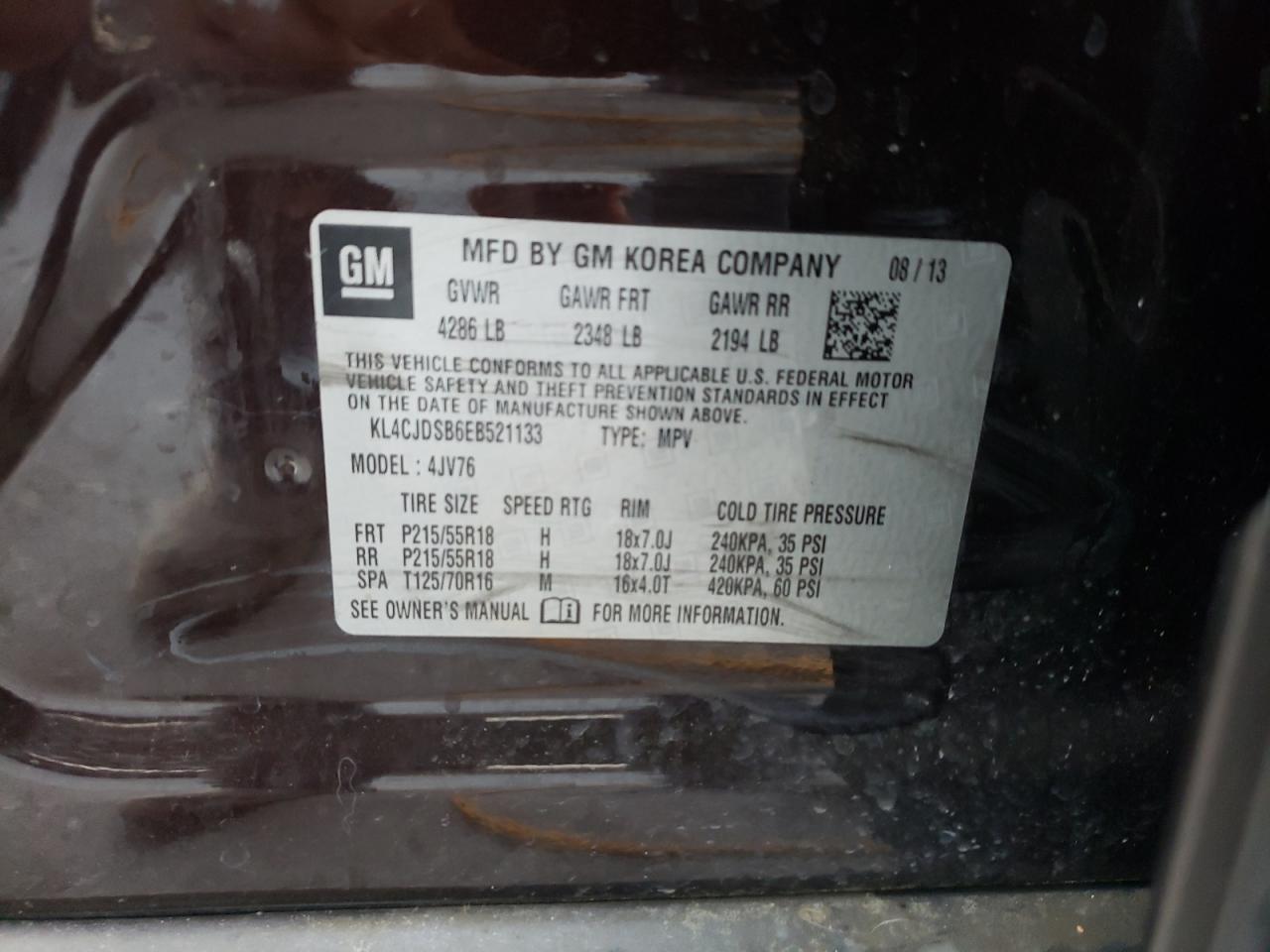Photo 10 from auction – 2014 BUICK ENCORE PRE with VIN KL4CJDSB6EB521133