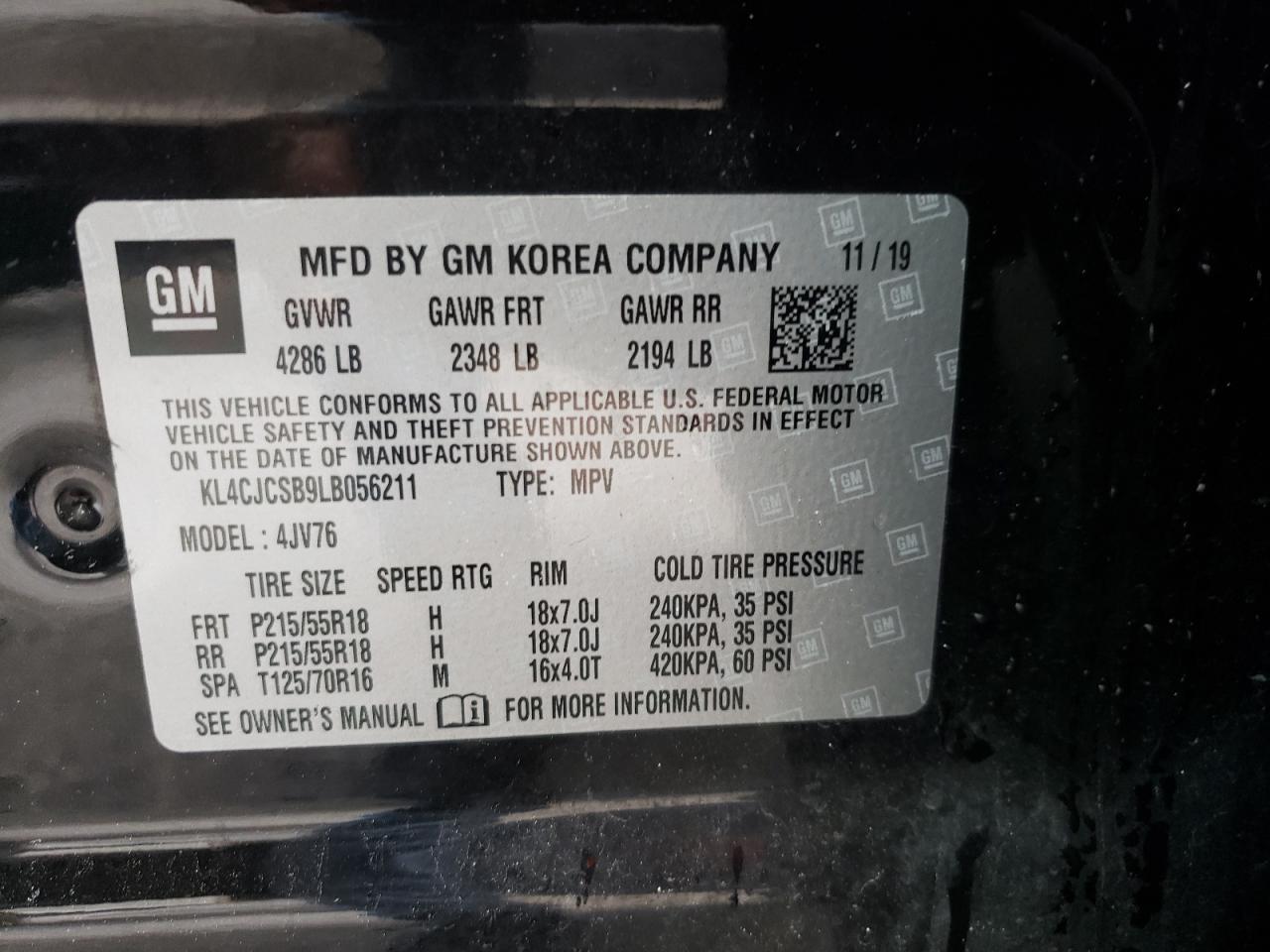 Photo 10 from auction – 2020 BUICK ENCORE ESS with VIN KL4CJCSB9LB056211